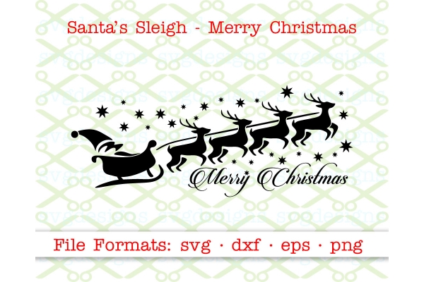 SANTA'S SLEIGH & MERRY CHRISTMAS SVG FILE