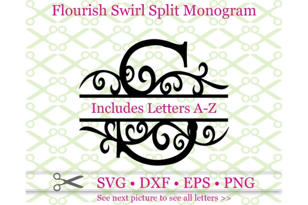 SWIRL FLOURISH SPLIT MONOGRAM SET