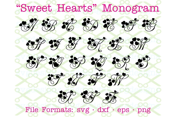 SWEET HEARTS VALENTINE Monogram Svg Font