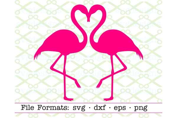 TWO FLAMINGOS HEART SVG