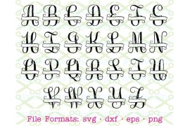 FANCY BANNER SPLIT MONOGRAM SVG