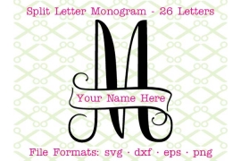 FANCY BANNER SPLIT MONOGRAM SVG
