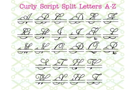 CURLY SCRIPT SPLIT LETTER MONOGRAM SET