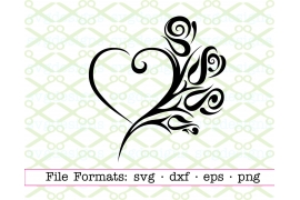 TRIBAL ROSE & HEART SVG