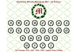 CHRISTMAS MONOGRAM WREATH SVG FILES