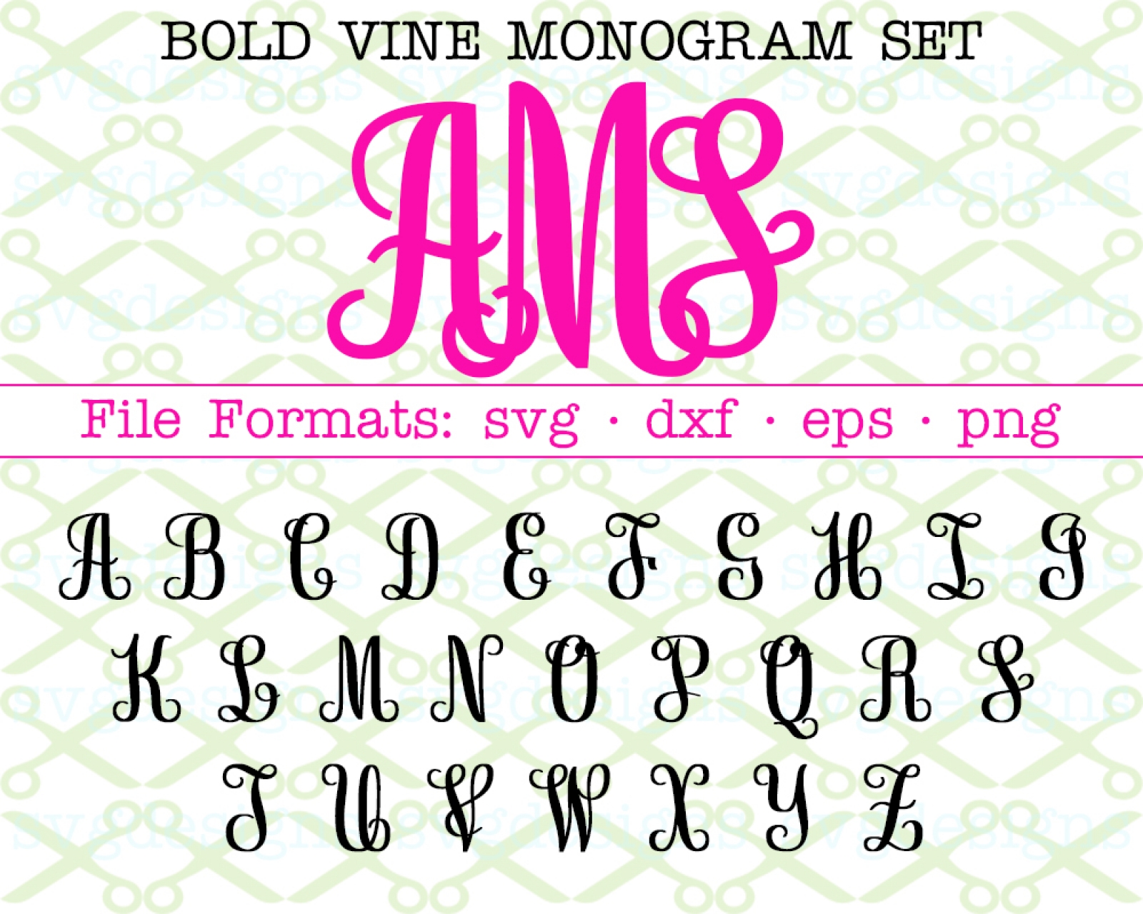 BOLD VINE STYLE SVG FONT-Cricut Silhouette Files SVG DXF EPS PNG