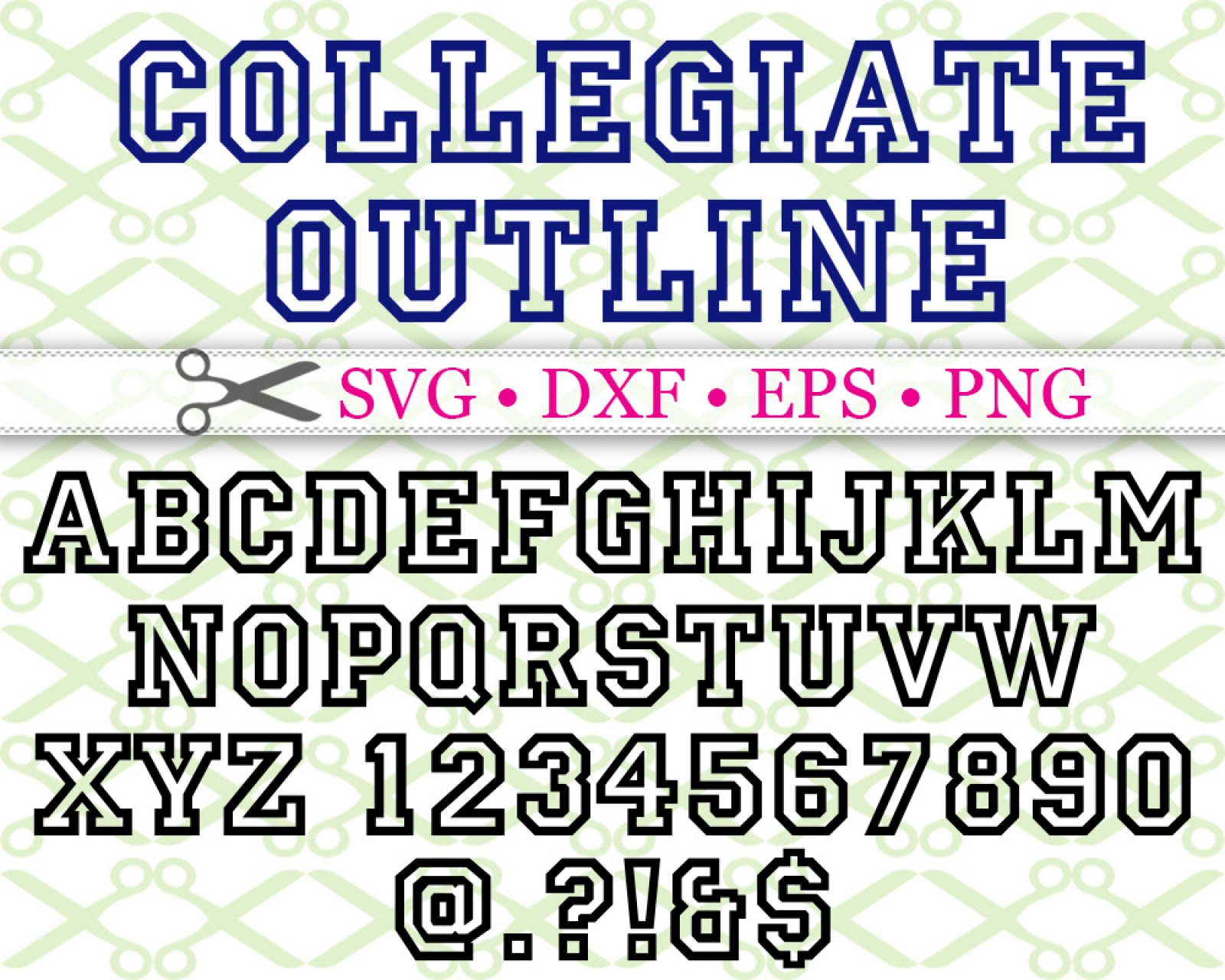 COLLEGIATE SVG FONT Cricut Silhouette Files SVG DXF EPS PNG MONOGRAMSVG COM By SVG Designs