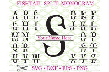 FISHTAIL SPLIT LETTER MONOGRAM SVG